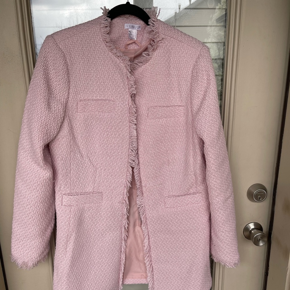 Venus Women's Pink Tweed Jacket size 10 open front used